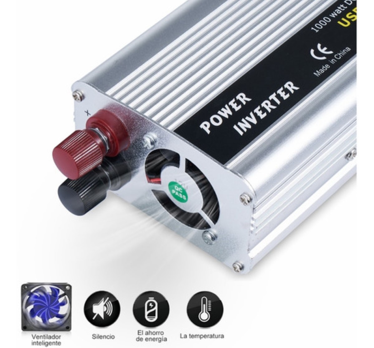 Convertidor De Corriente Auto Para Auto 1000w 12 A 110v Blanco