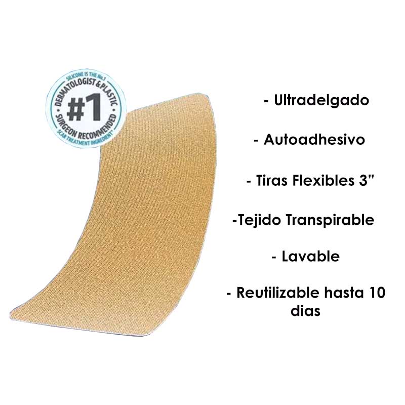 Parches Silicon Para Cicatrices Scaraway 3.8 x 7.6 cm con 8 parches elimina cicatrices