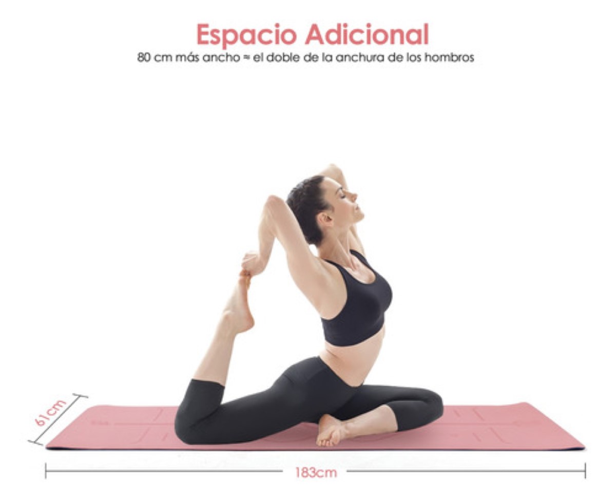 Tapete De Yoga Pilate Fitness De Yoga Mat Con Líneas De Guía Rosa