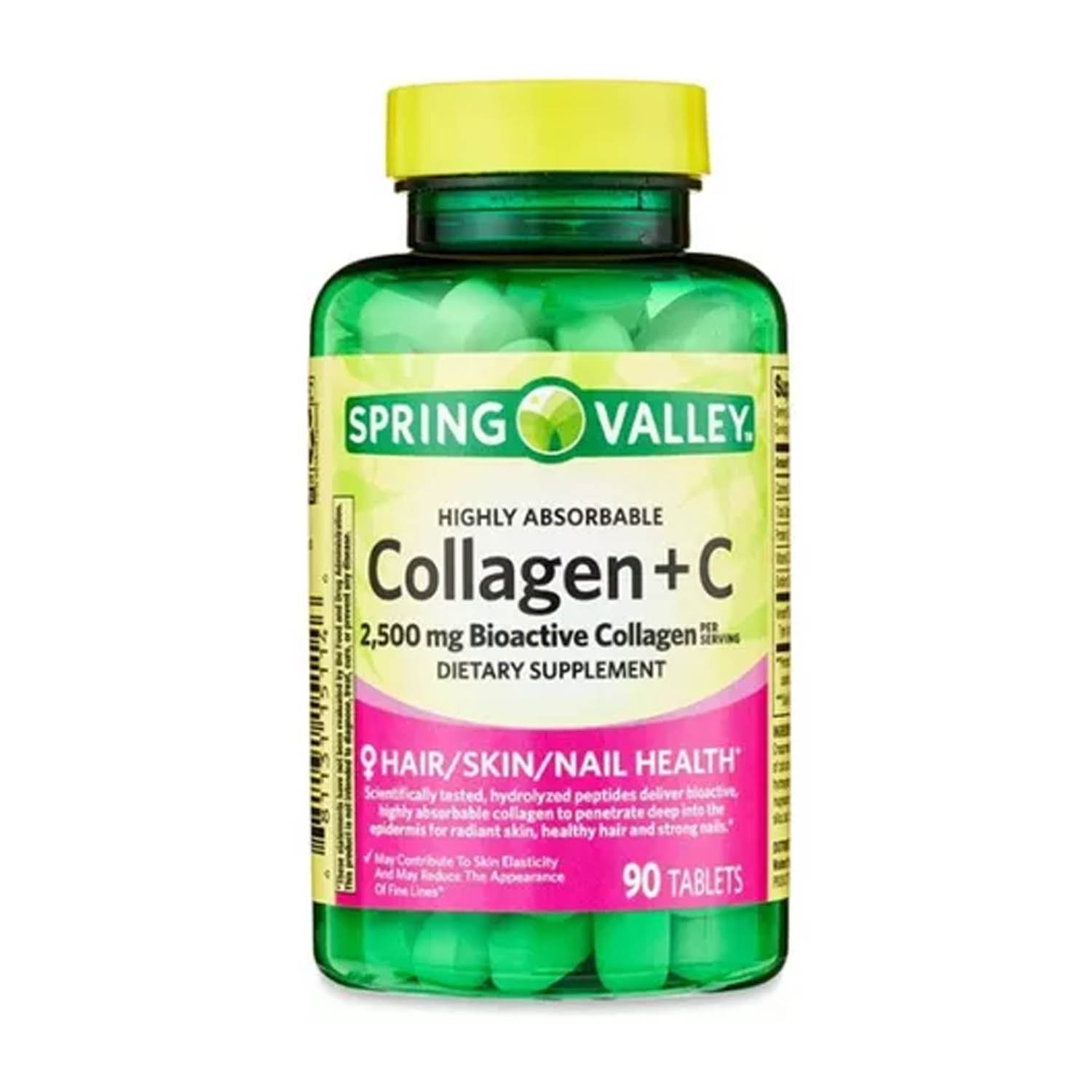 Colageno 2500mcg Spring Valley + Vitamina C 60mg con 90 tabletas