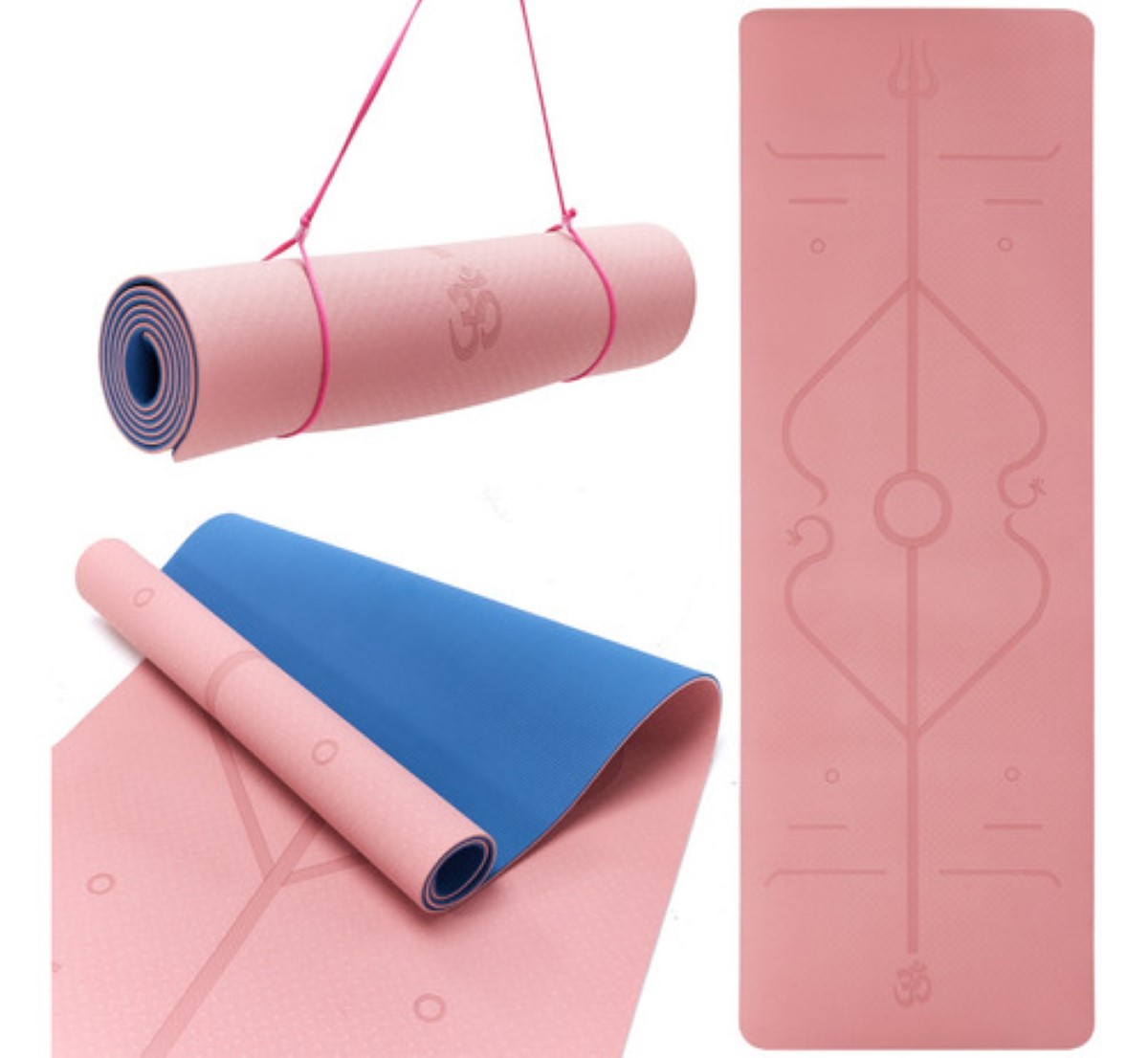 Tapete De Yoga Pilate Fitness De Yoga Mat Con Líneas De Guía Rosa