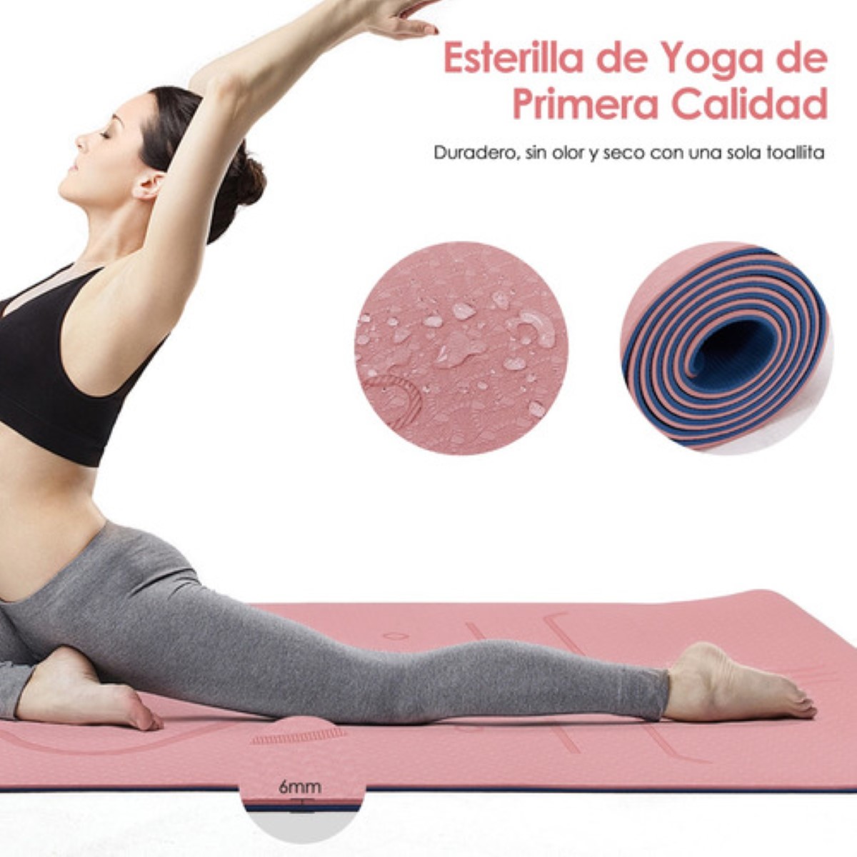 Tapete De Yoga Pilate Fitness De Yoga Mat Con Líneas De Guía Rosa