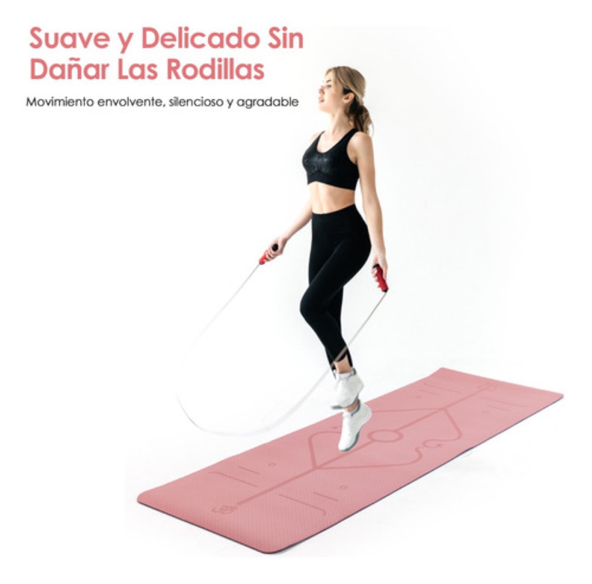 Tapete De Yoga Pilate Fitness De Yoga Mat Con Líneas De Guía Rosa