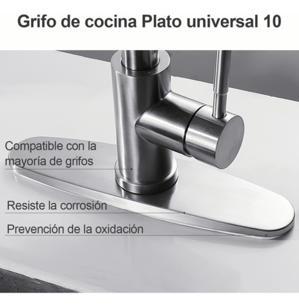 Tarja Acero Inoxid Cubierta Orificio Para Baño Cocina Grifo Gris