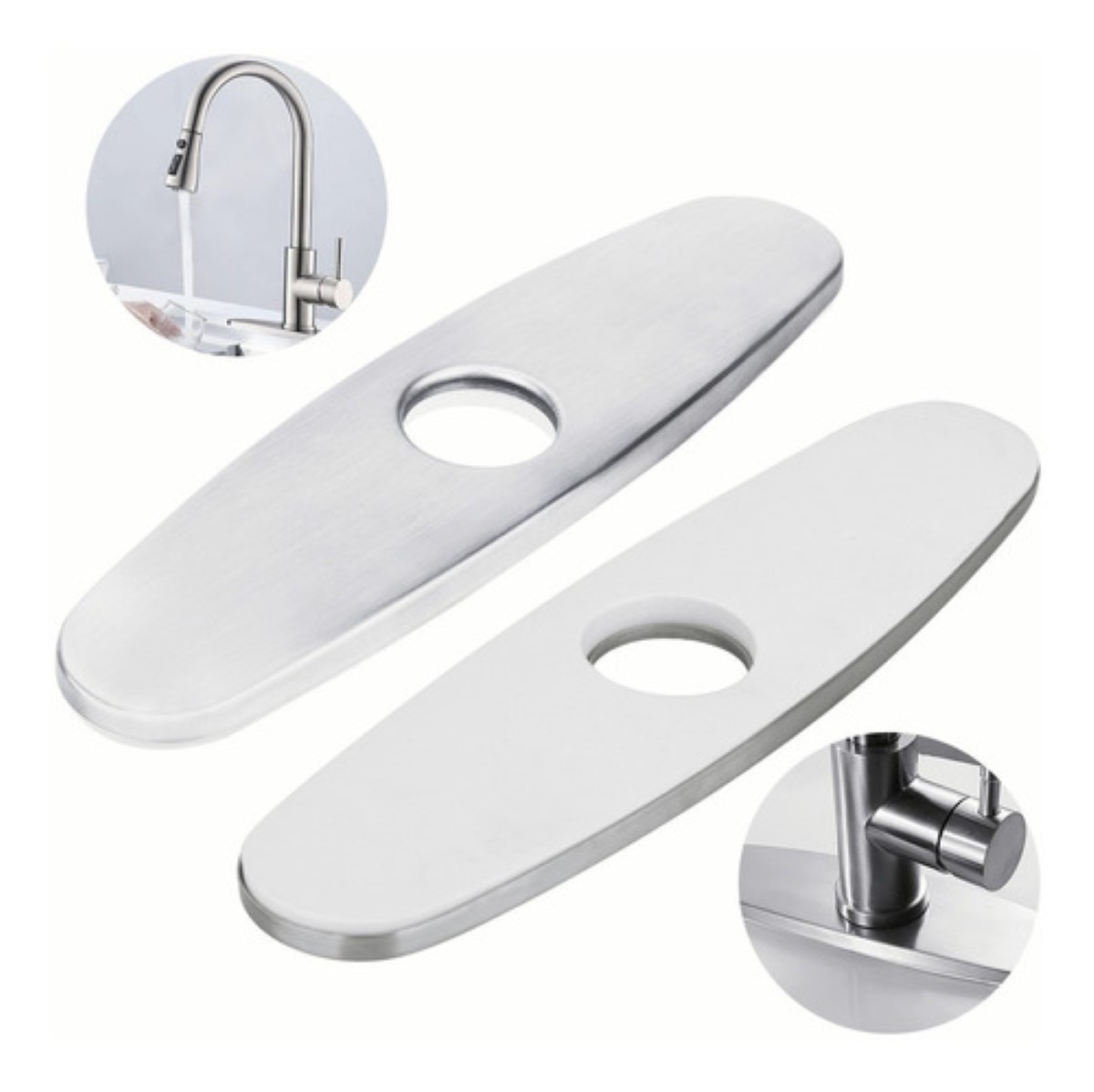 Tarja Acero Inoxid Cubierta Orificio Para Baño Cocina Grifo Gris