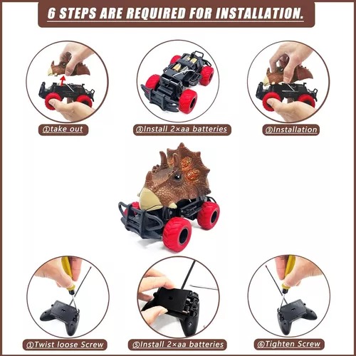 Carrito Dinosaurio Rojo De Radio Control Cars Dinosaur Pilas Niñ@