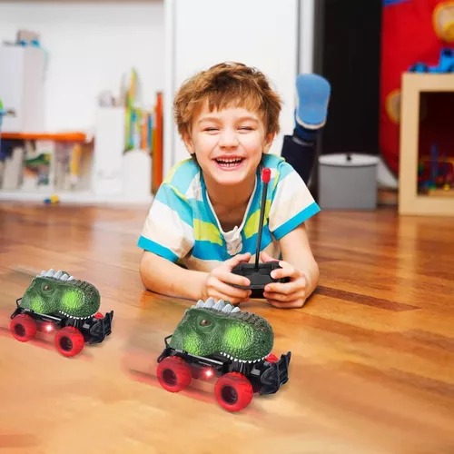 Carrito Dinosaurio Verde De Radio Control Cars Dinosaur Pilas Niñ@