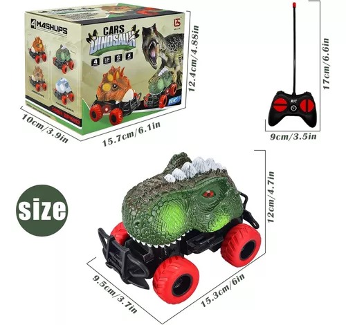 Carrito Dinosaurio Verde De Radio Control Cars Dinosaur Pilas Niñ@