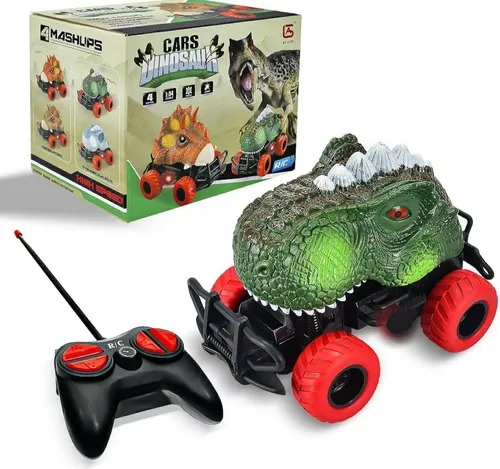Carrito Dinosaurio Verde De Radio Control Cars Dinosaur Pilas Niñ@