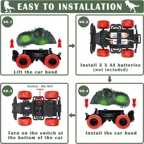 Carrito Dinosaurio Verde De Radio Control Cars Dinosaur Pilas Niñ@