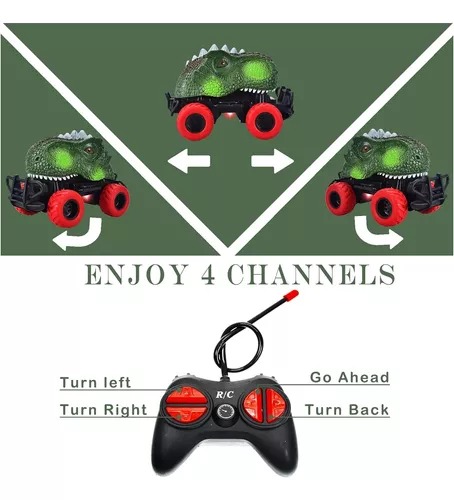Carrito Dinosaurio Verde De Radio Control Cars Dinosaur Pilas Niñ@