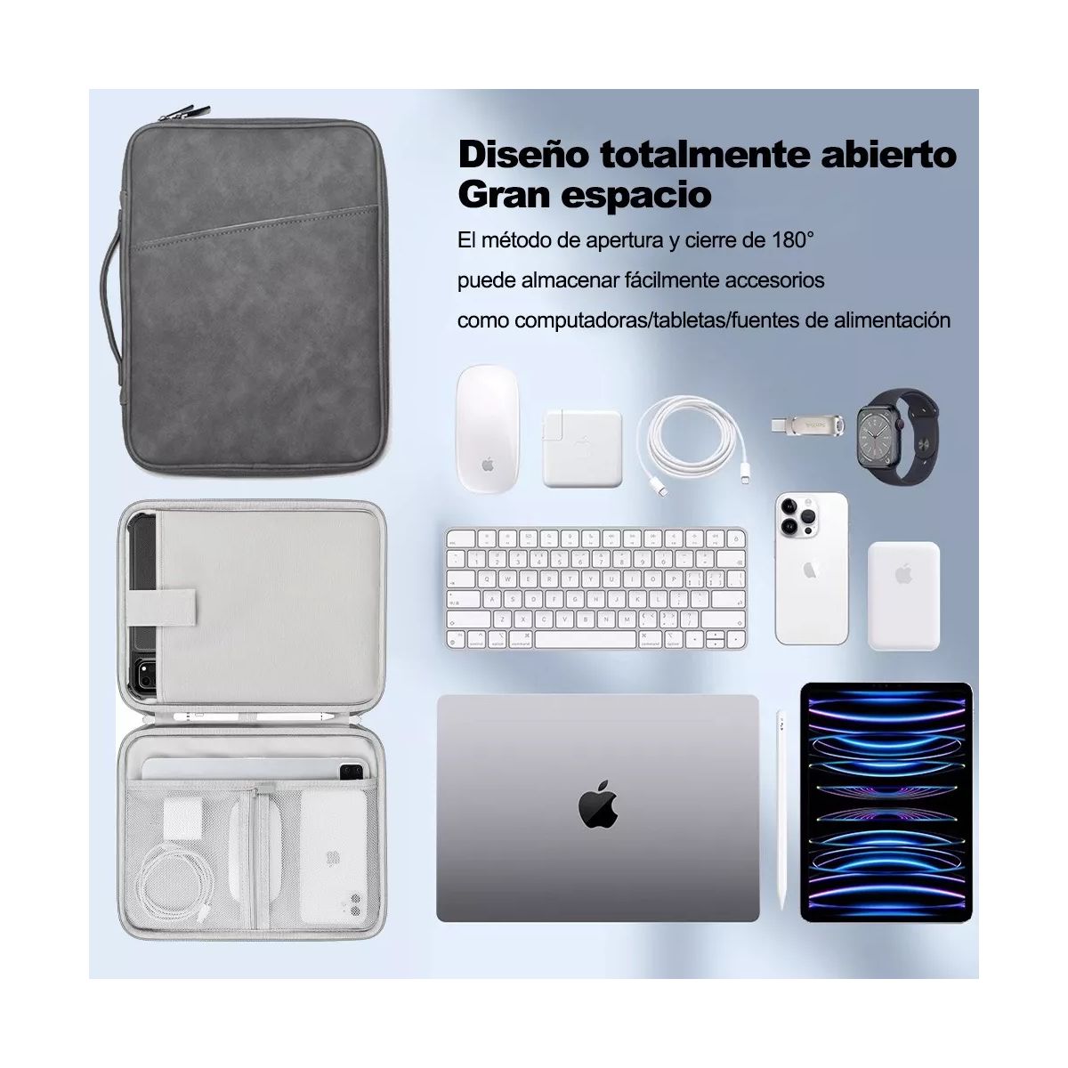 Maletin Para Laptop Impermeable Funda Para Tableta Gris 10.8-11Plg