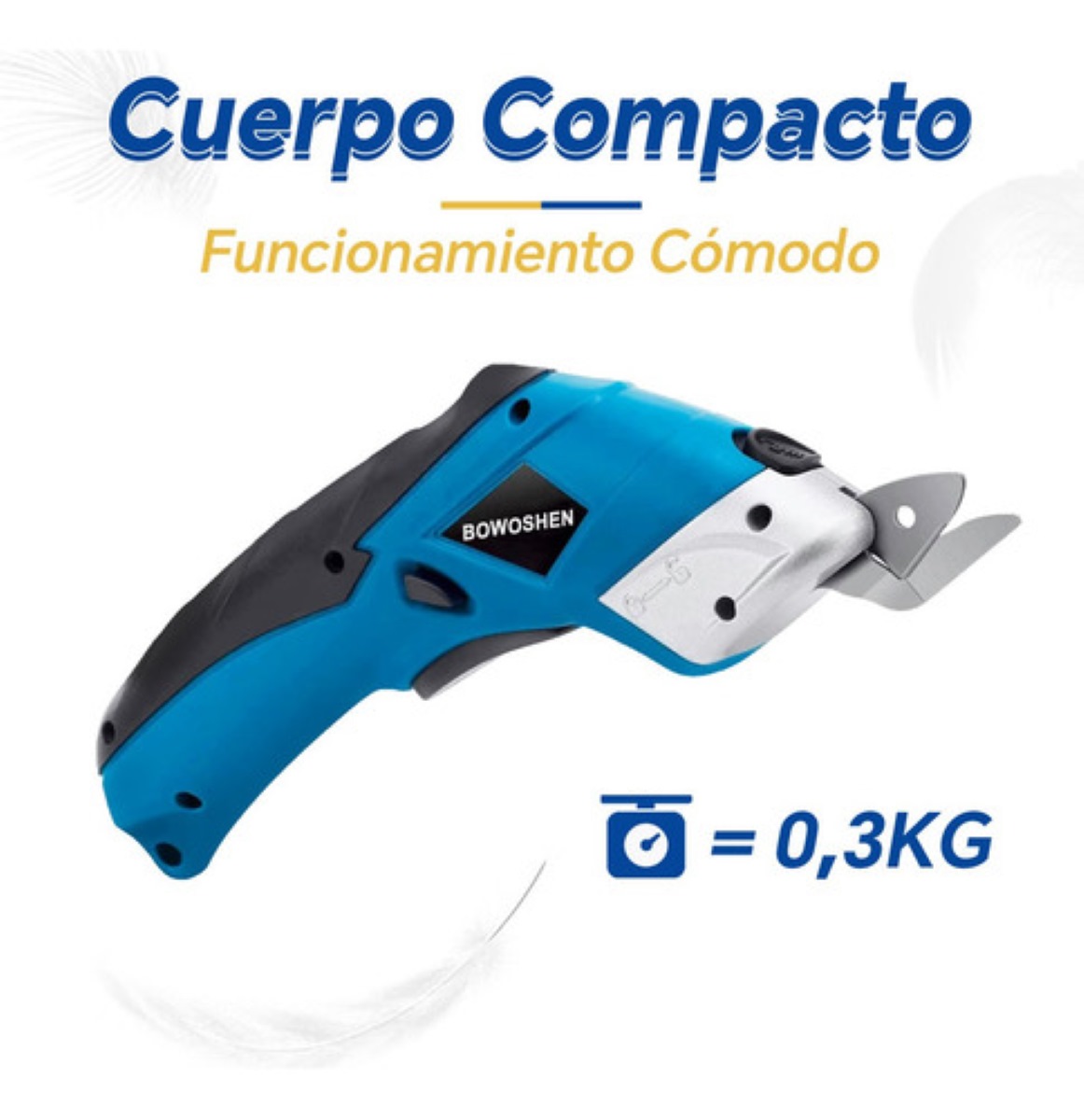 Tijera Eléctrica Inalámbrica Recargable Cortadora De Telas azul