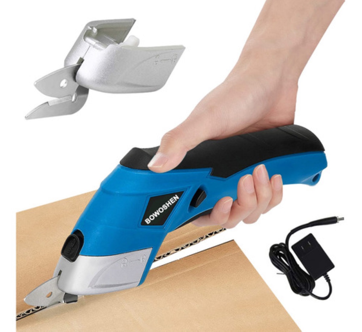 Tijera Eléctrica Inalámbrica Recargable Cortadora De Telas azul