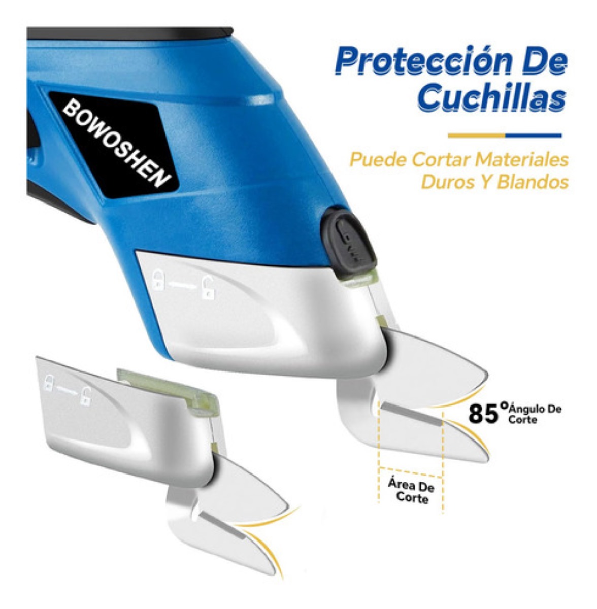 Tijera Eléctrica Inalámbrica Recargable Cortadora De Telas azul