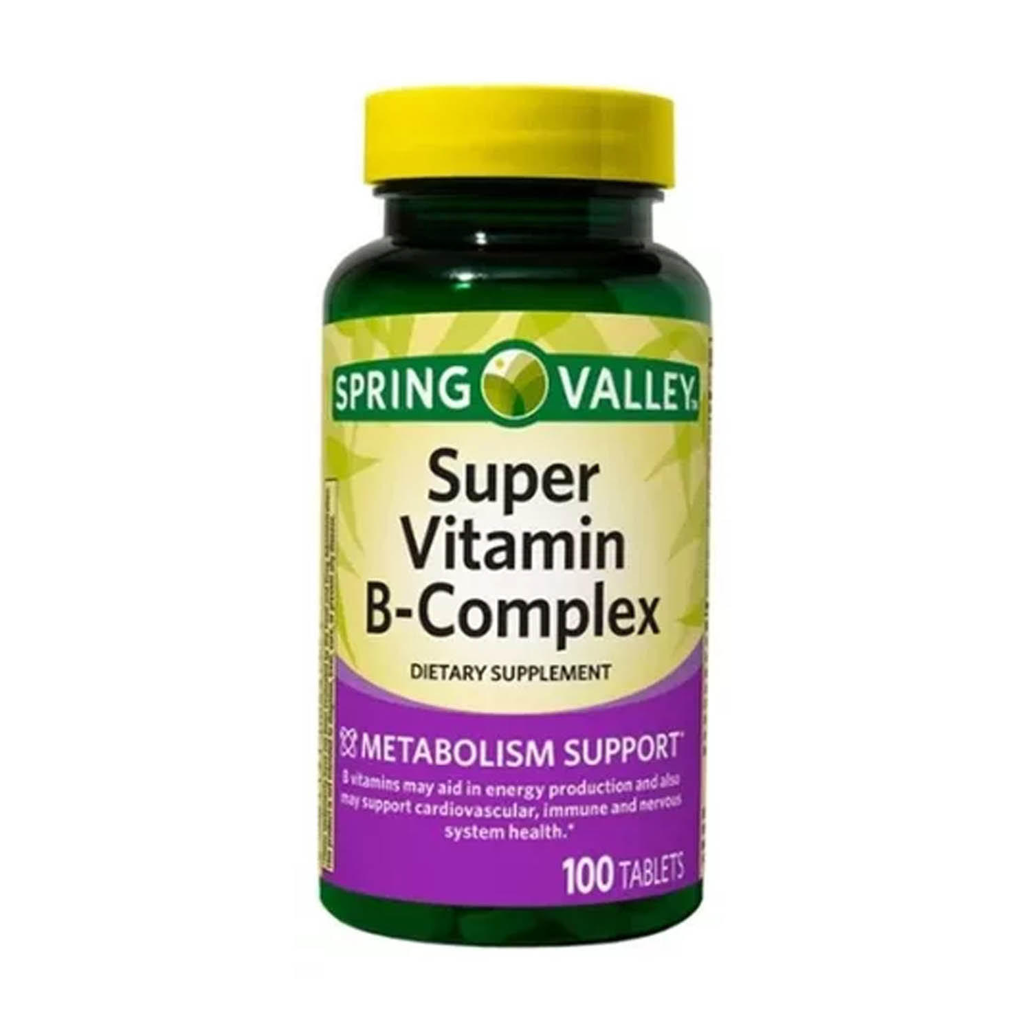 Complejo B Spring Valley 100 tabs Multivitaminas Vitaminas B1, B2, B6 y B12 + Acido Folico
