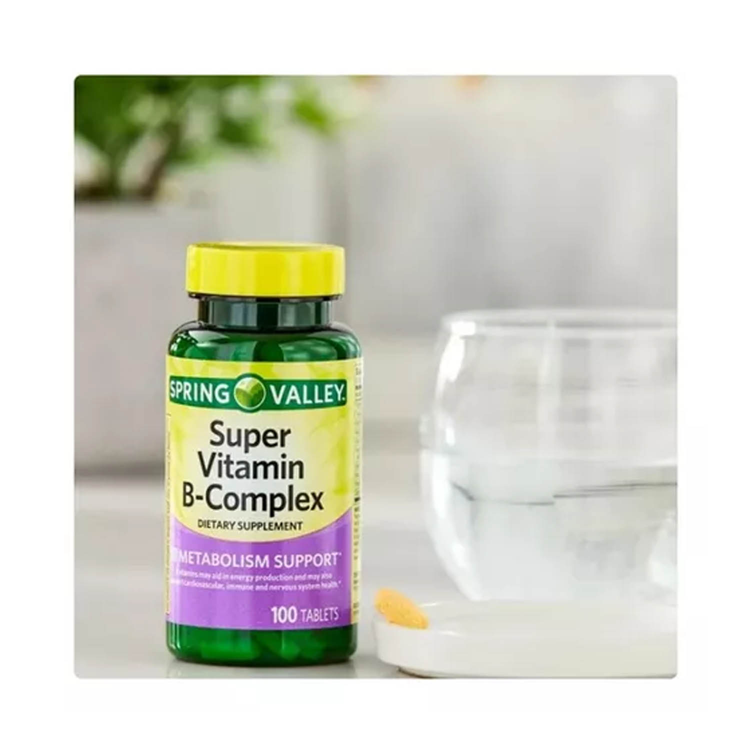 Complejo B Spring Valley 100 tabs Multivitaminas Vitaminas B1, B2, B6 y B12 + Acido Folico