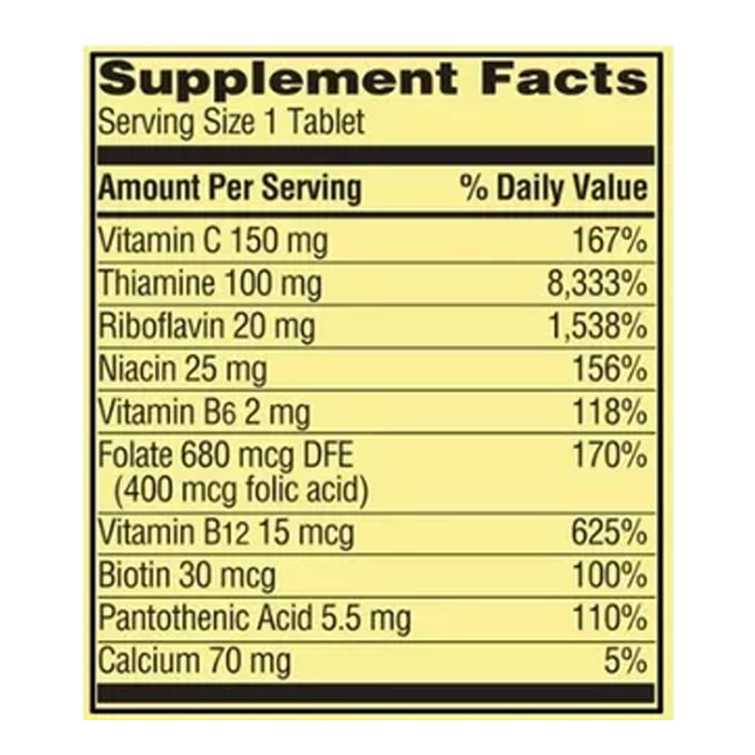 Complejo B Spring Valley 100 tabs Multivitaminas Vitaminas B1, B2, B6 y B12 + Acido Folico