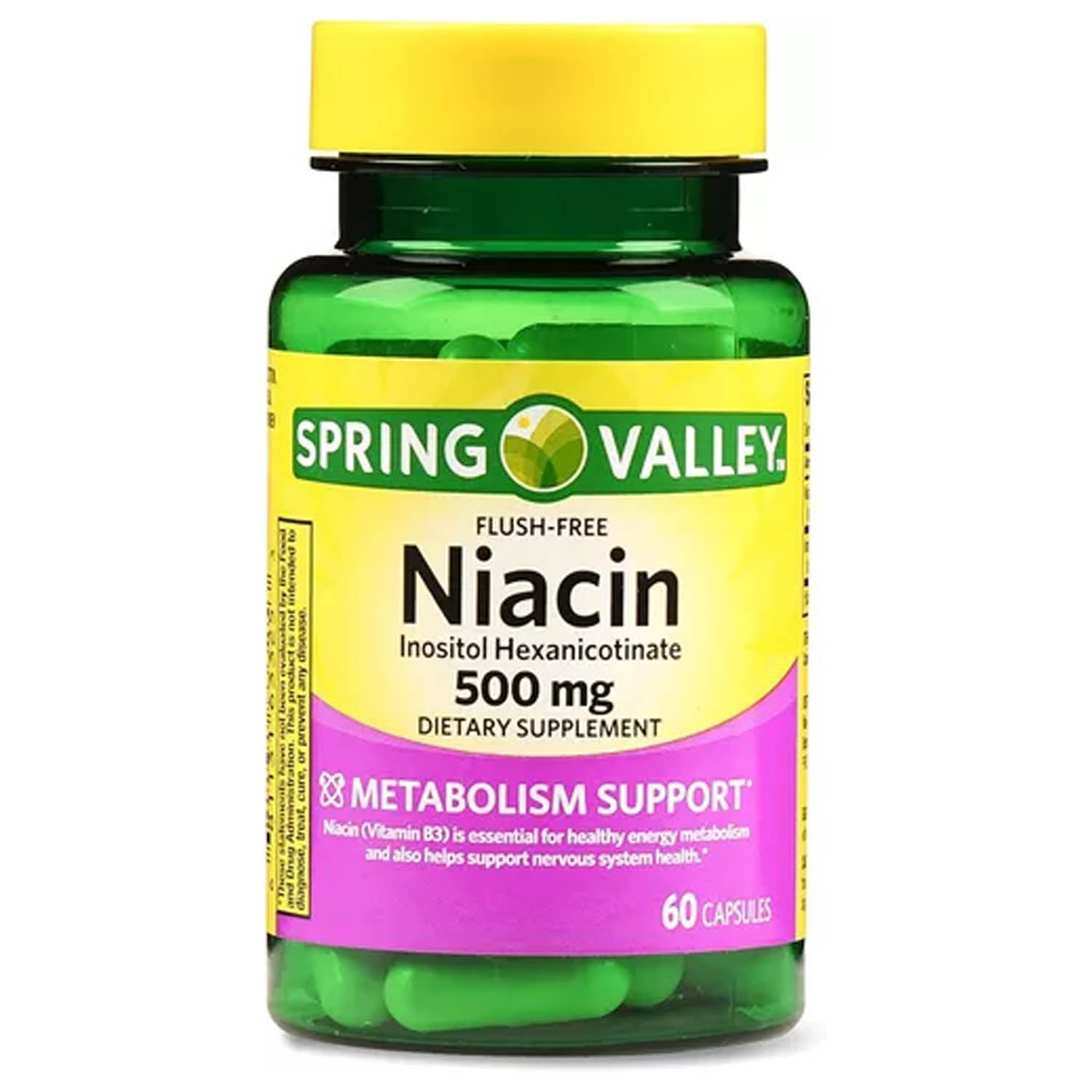 Niacin 500mg Spring Valley 60 cps Suplemento Dietético 