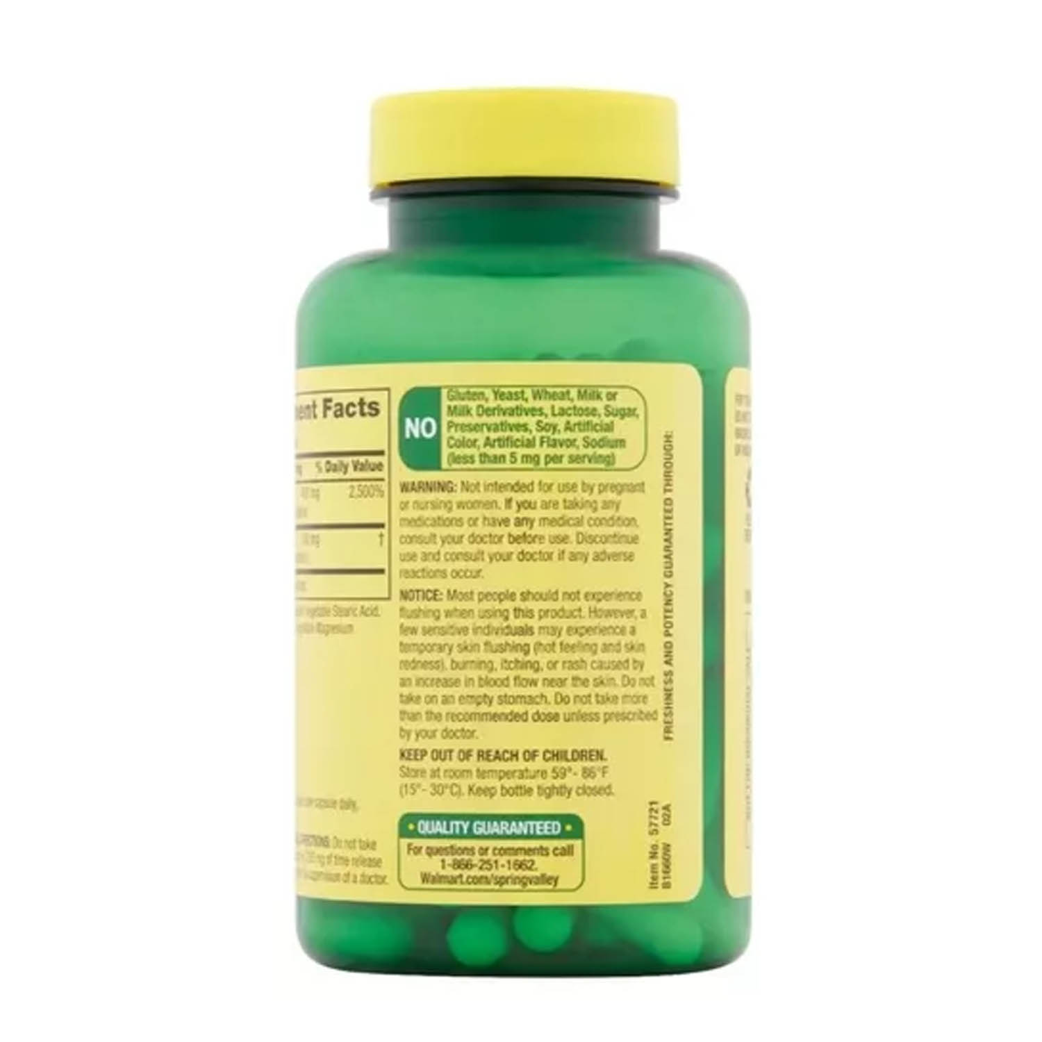 Niacin 500mg Spring Valley 60 cps Suplemento Dietético 