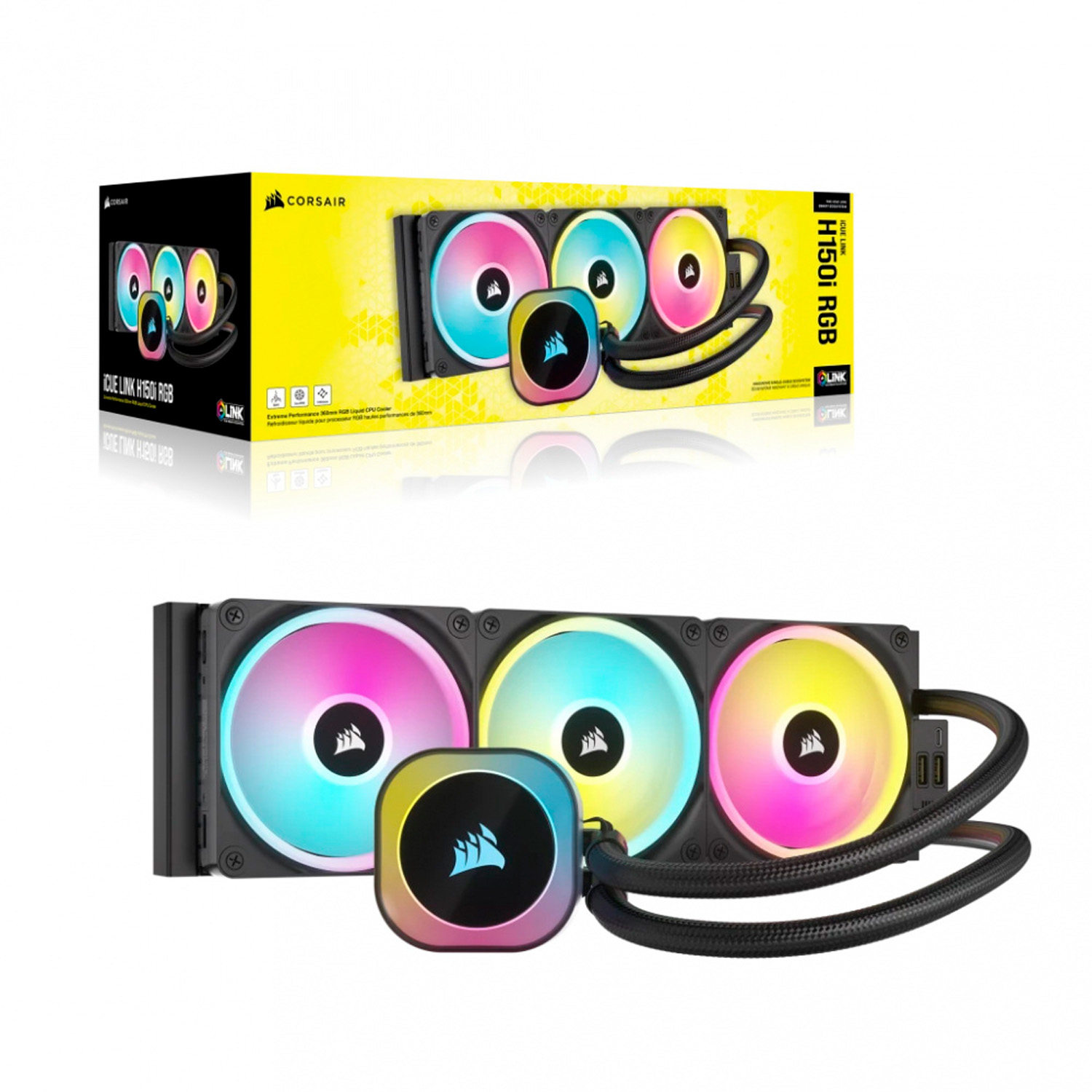 Enfriamiento Líquido Corsair iCUE Link H150i Rgb Aio 3x 120mm Negro.