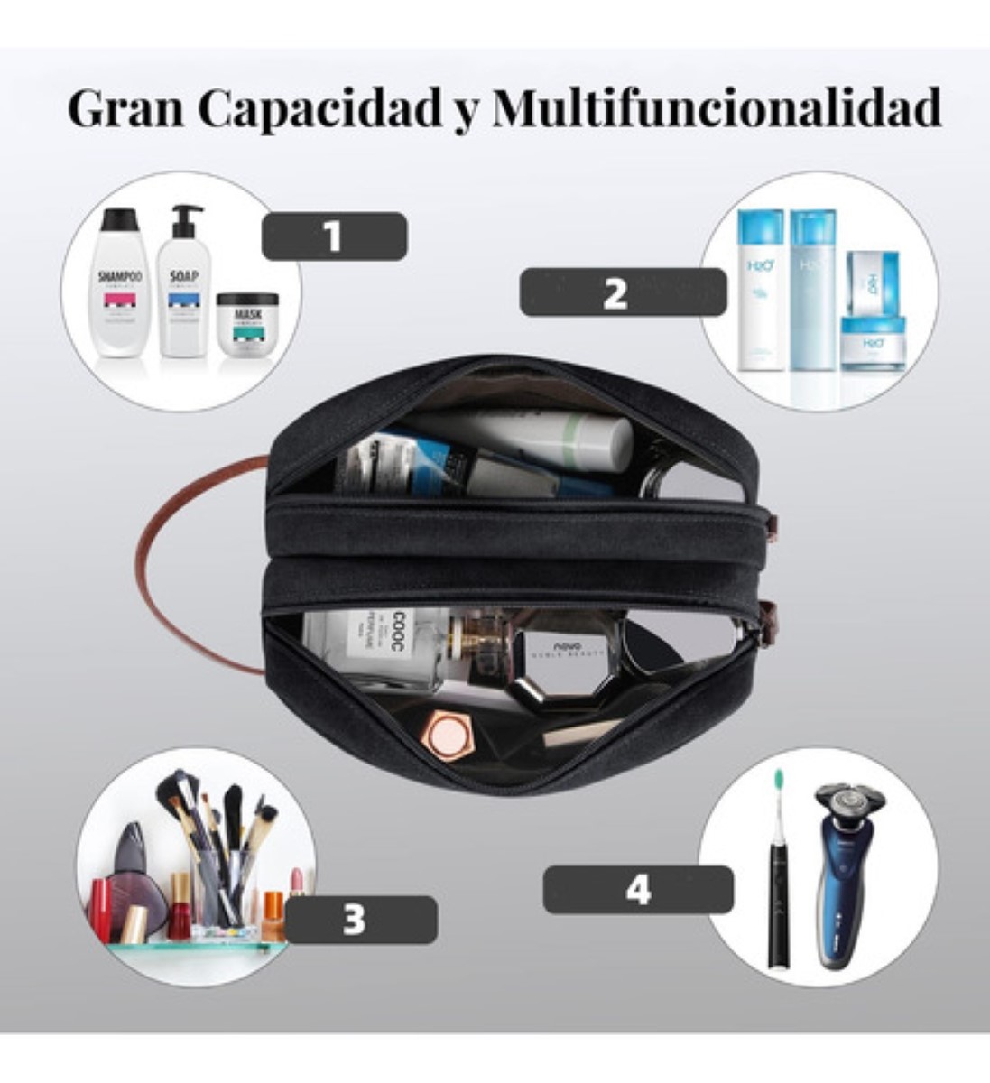 Bolsa Cosmetiquera Sobaquera Neceser Para Hombre De Viaje negro