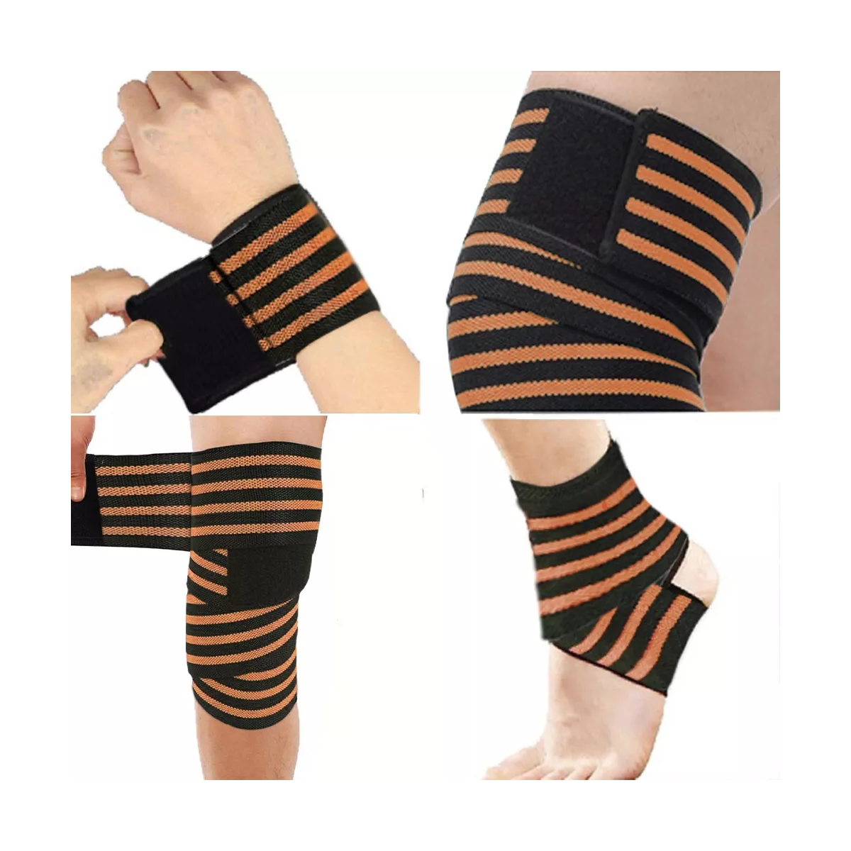 Rodillera Elastica Vendas 1 Par Bandas Deportiva Rodilla Gym Naranja