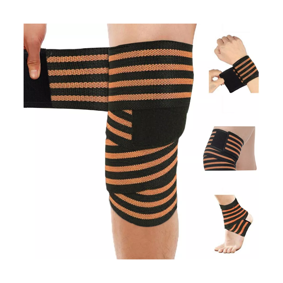 Rodillera Elastica Vendas 1 Par Bandas Deportiva Rodilla Gym Naranja