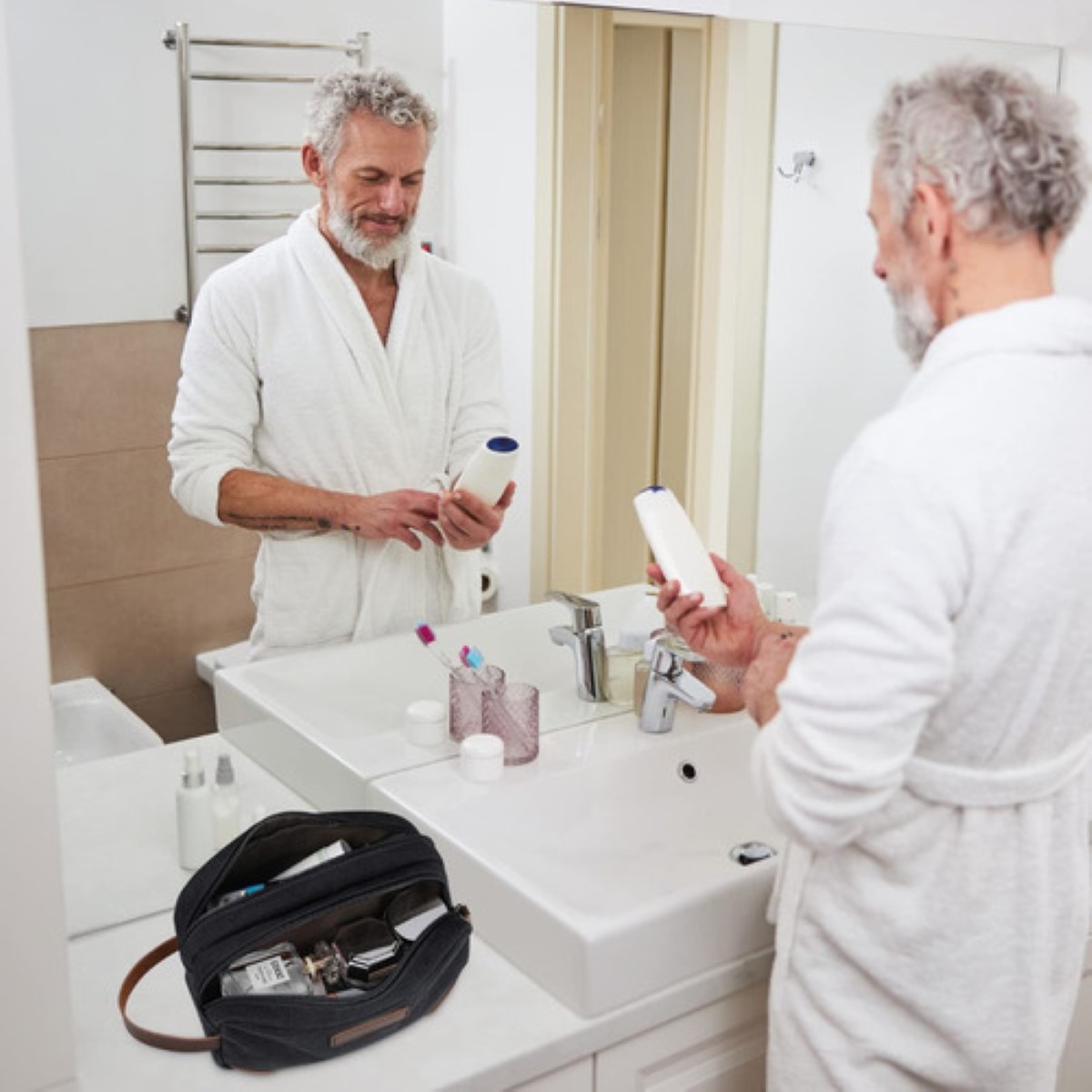 Bolsa Cosmetiquera Sobaquera Neceser Para Hombre De Viaje negro
