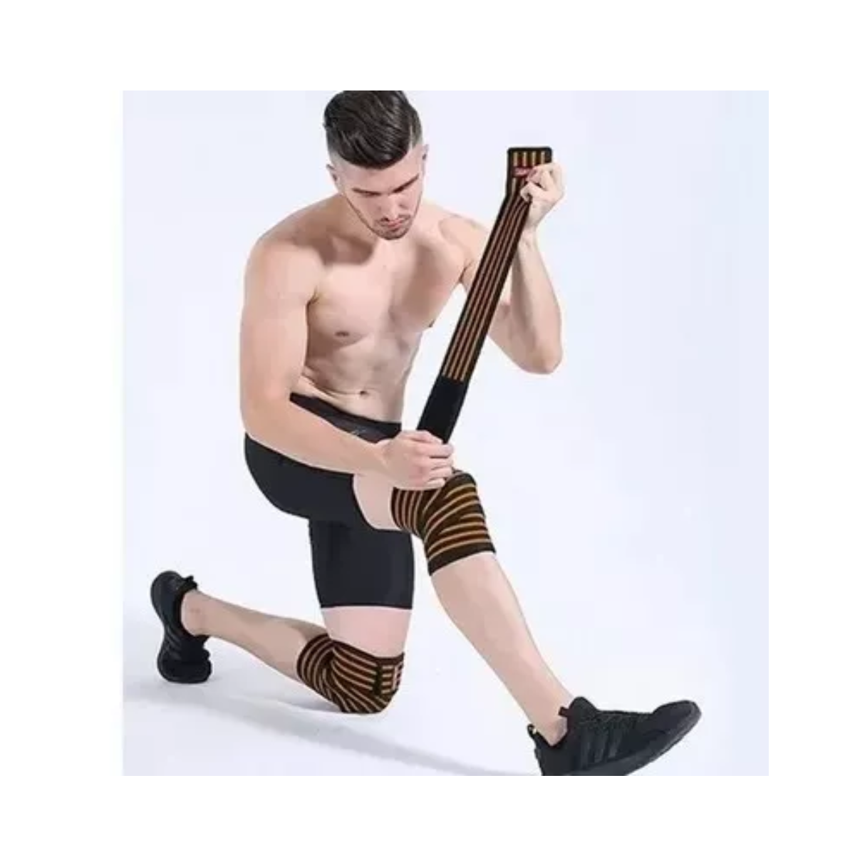 Rodillera Elastica Vendas 1 Par Bandas Deportiva Rodilla Gym Naranja