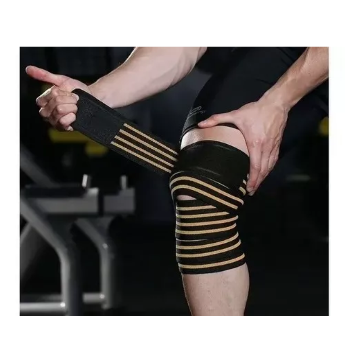 Rodillera Elastica Vendas 1 Par Bandas Deportiva Rodilla Gym Naranja