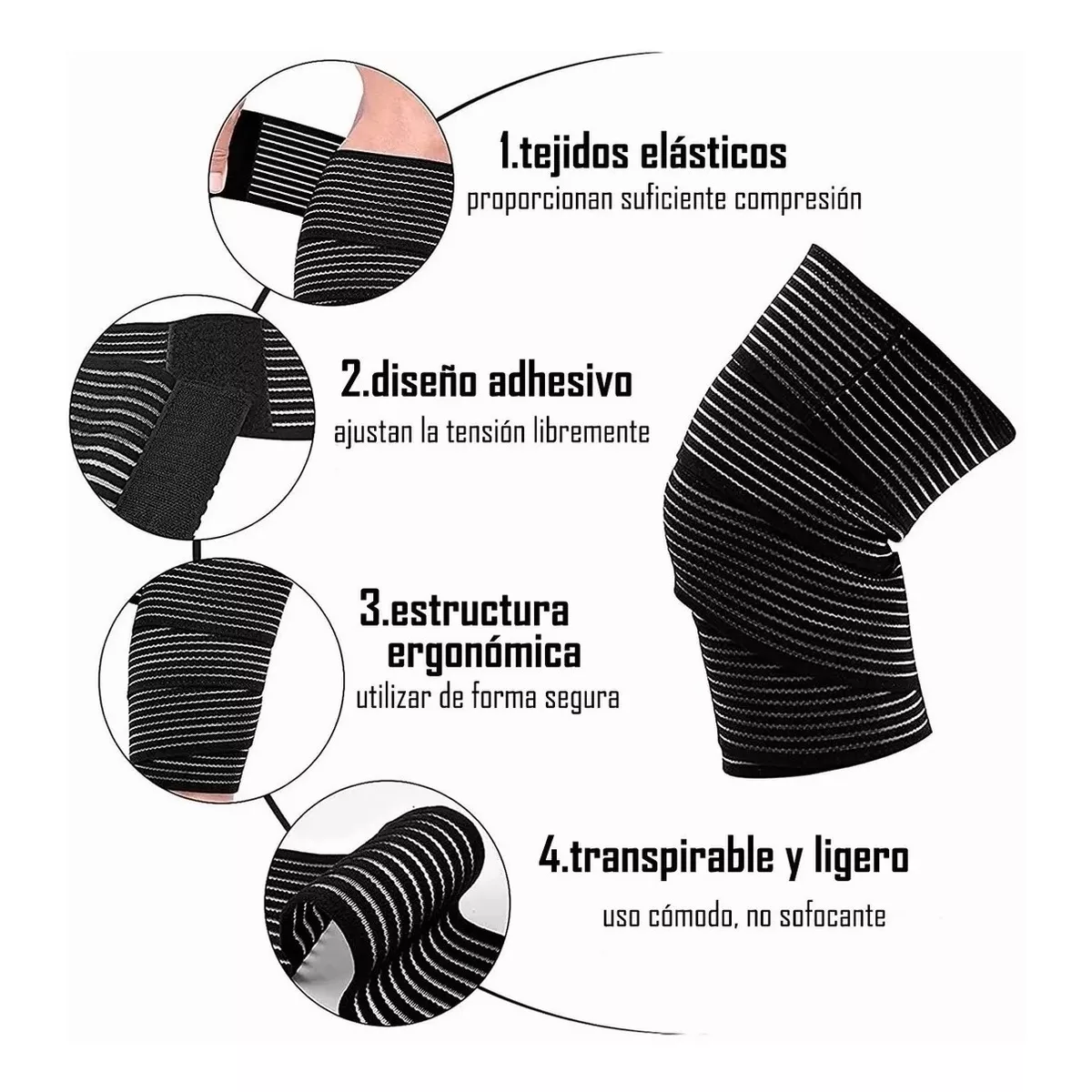 Par Vendas Para Elasticas Rodillas Gym Ajustable Crossfit