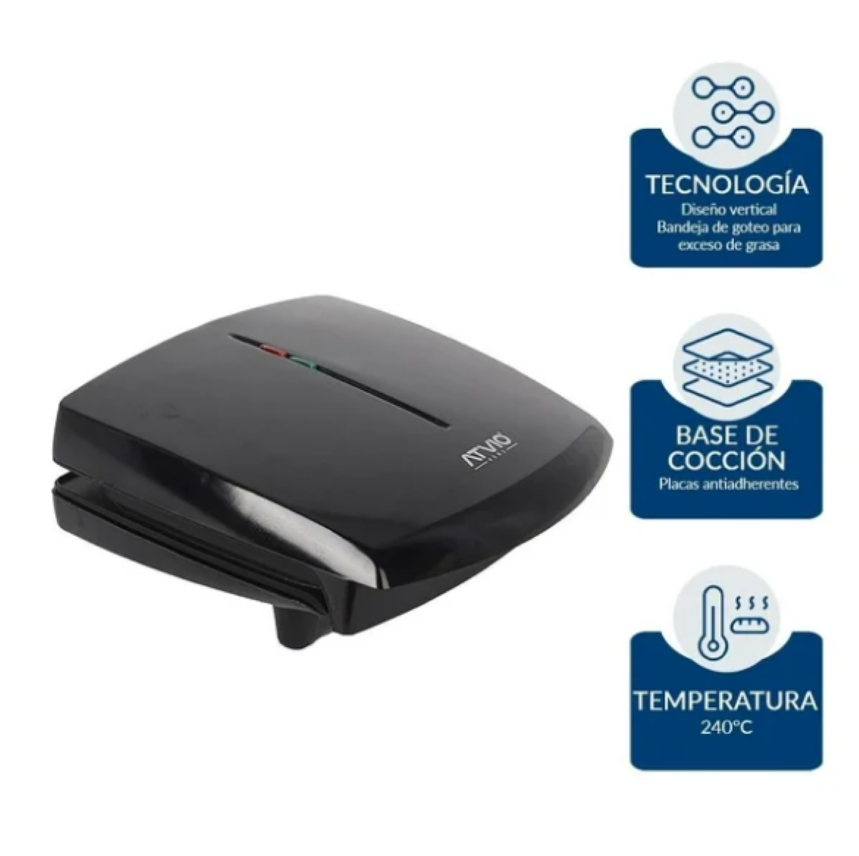 Parrilla Eléctrica ATVIO AH6119 2 Rebanadas Antiadherente
