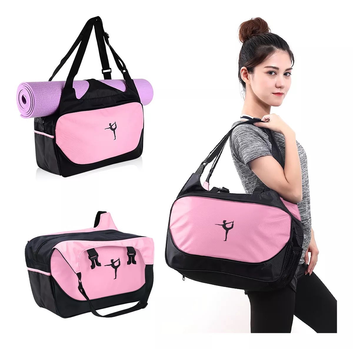 Bolsa De Yoga Mochila De Gym Bolsa Multifuncional Rosa.