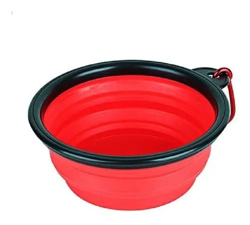 Plato Retráctil Rojo Para Mascota Para Alimento O Agua.