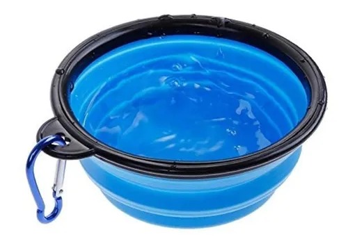 Plato Retráctil Azul Para Mascota Para Alimento O Agua.