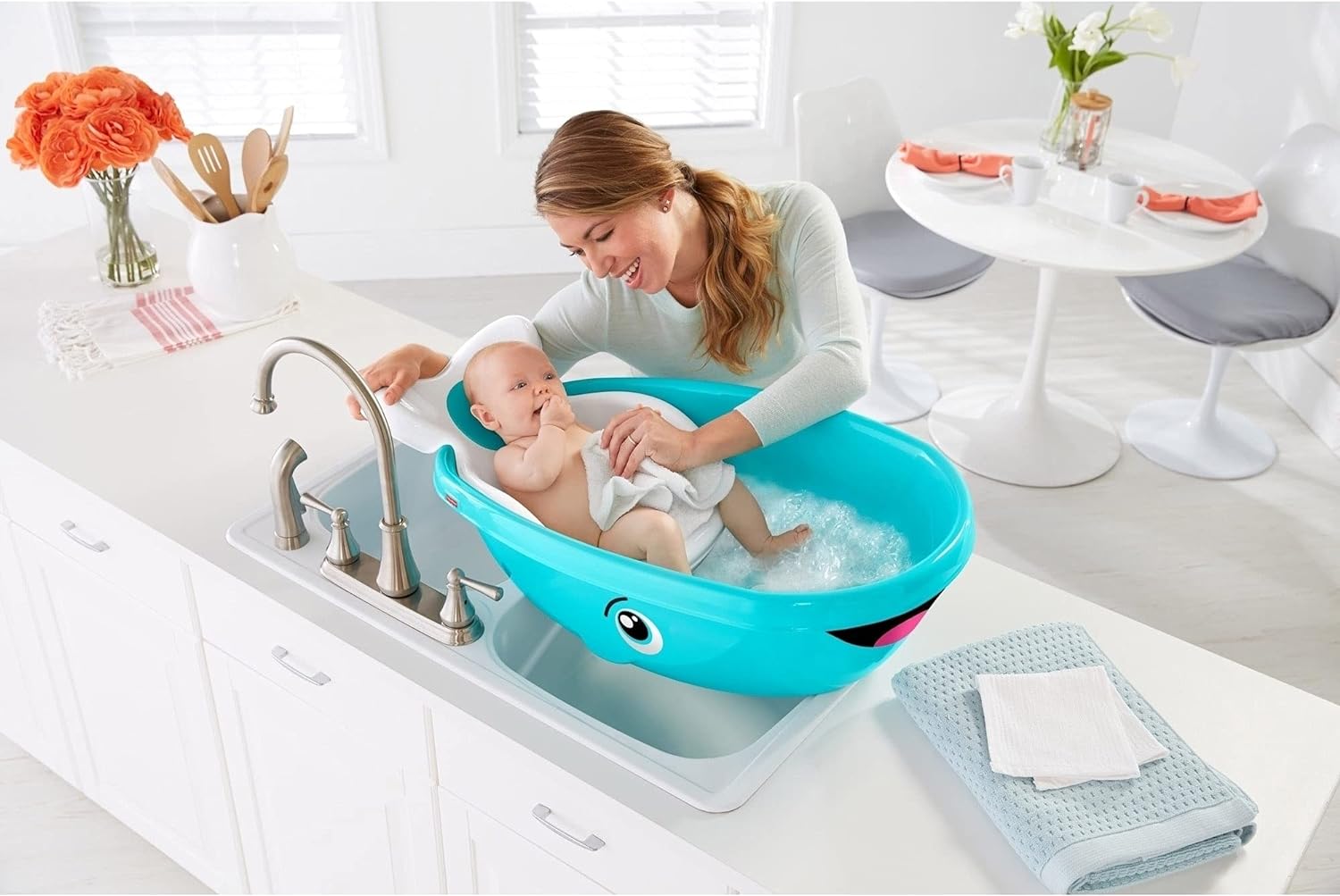 Bañera Tina Ballena Para Bebé Con Antiderrapante Fisher-Price