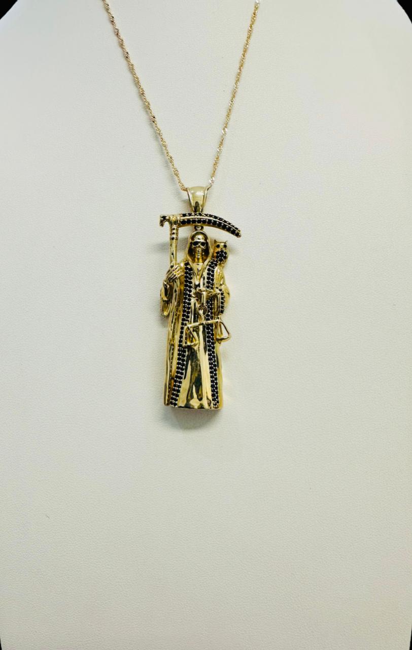 Dije Santa Muerte 8 Cm Oro 10 K + Obsequio