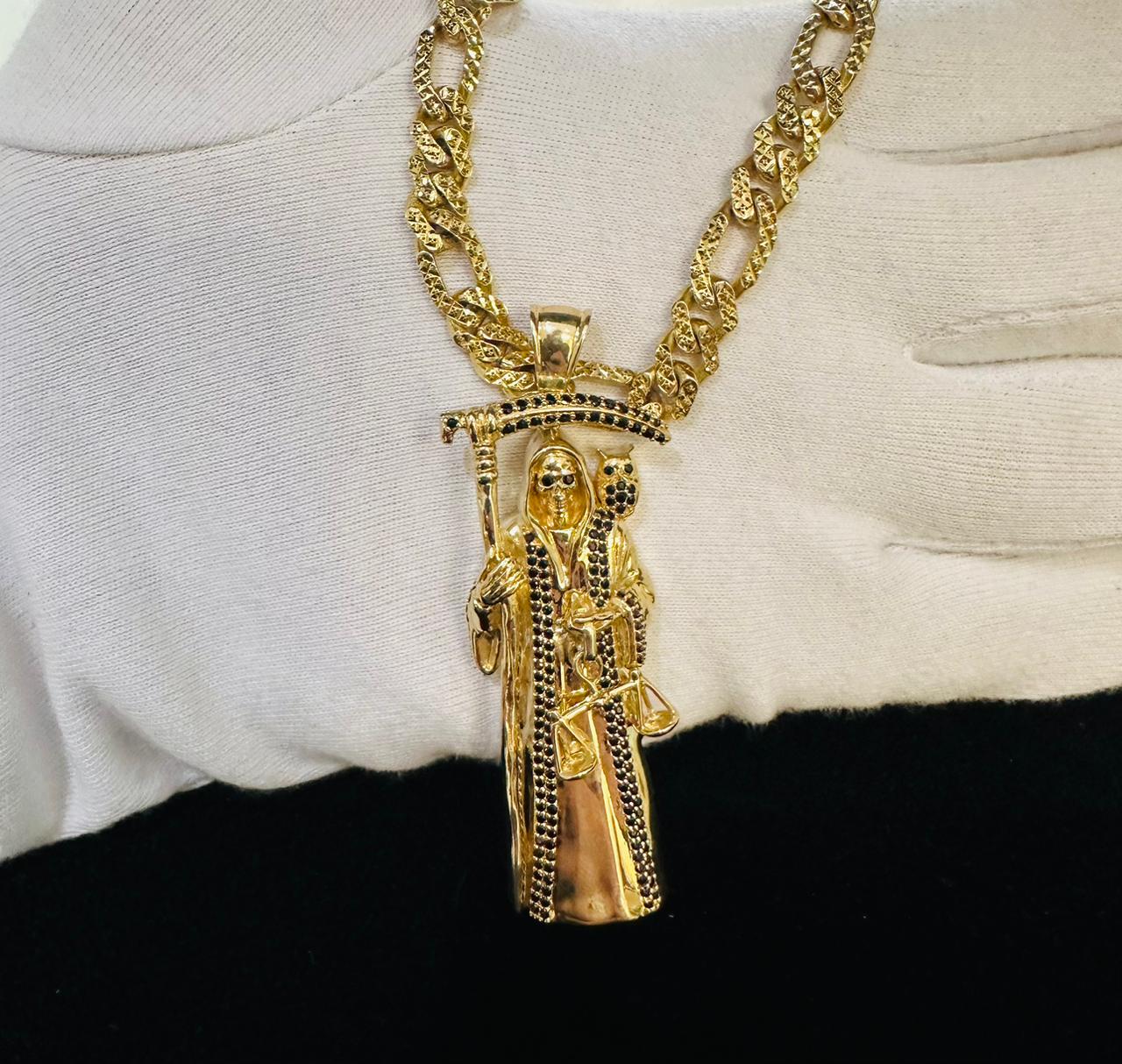 Dije Santa Muerte 8 Cm Oro 10 K + Obsequio