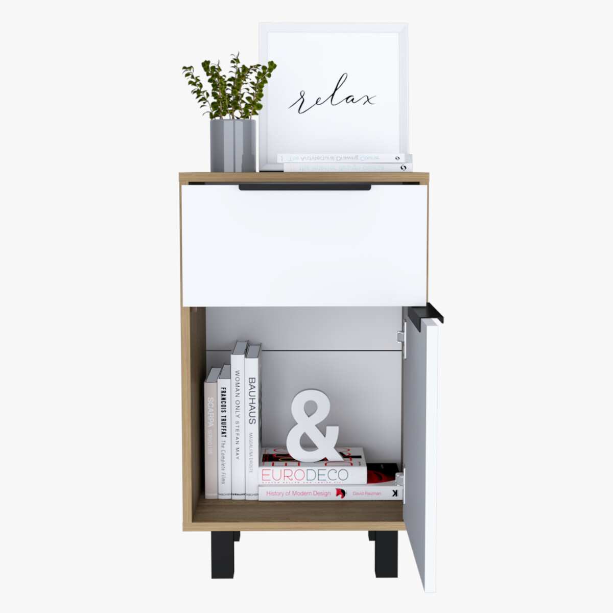 BURO ARMABLE IDEAL COMO MESA DE NOCHE PARA LA RECAMARA CON DOS CAJONES MODELO KAIA