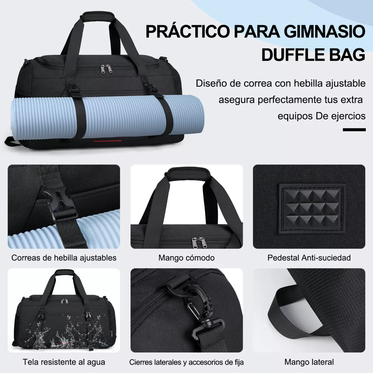 Maleta Deportiva Bolsa Gym Viaje Mochila Fitness Hombre 40l Negro
