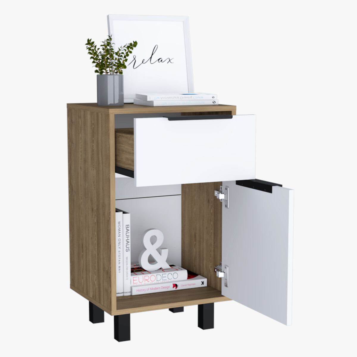 BURO ARMABLE IDEAL COMO MESA DE NOCHE PARA LA RECAMARA CON DOS CAJONES MODELO KAIA