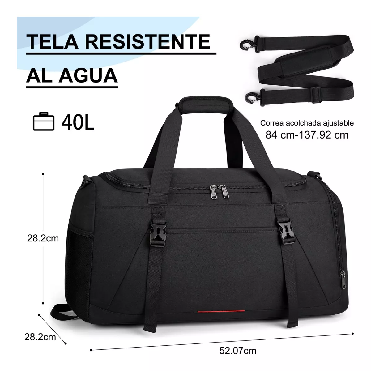 Maleta Deportiva Bolsa Gym Viaje Mochila Fitness Hombre 40l Negro