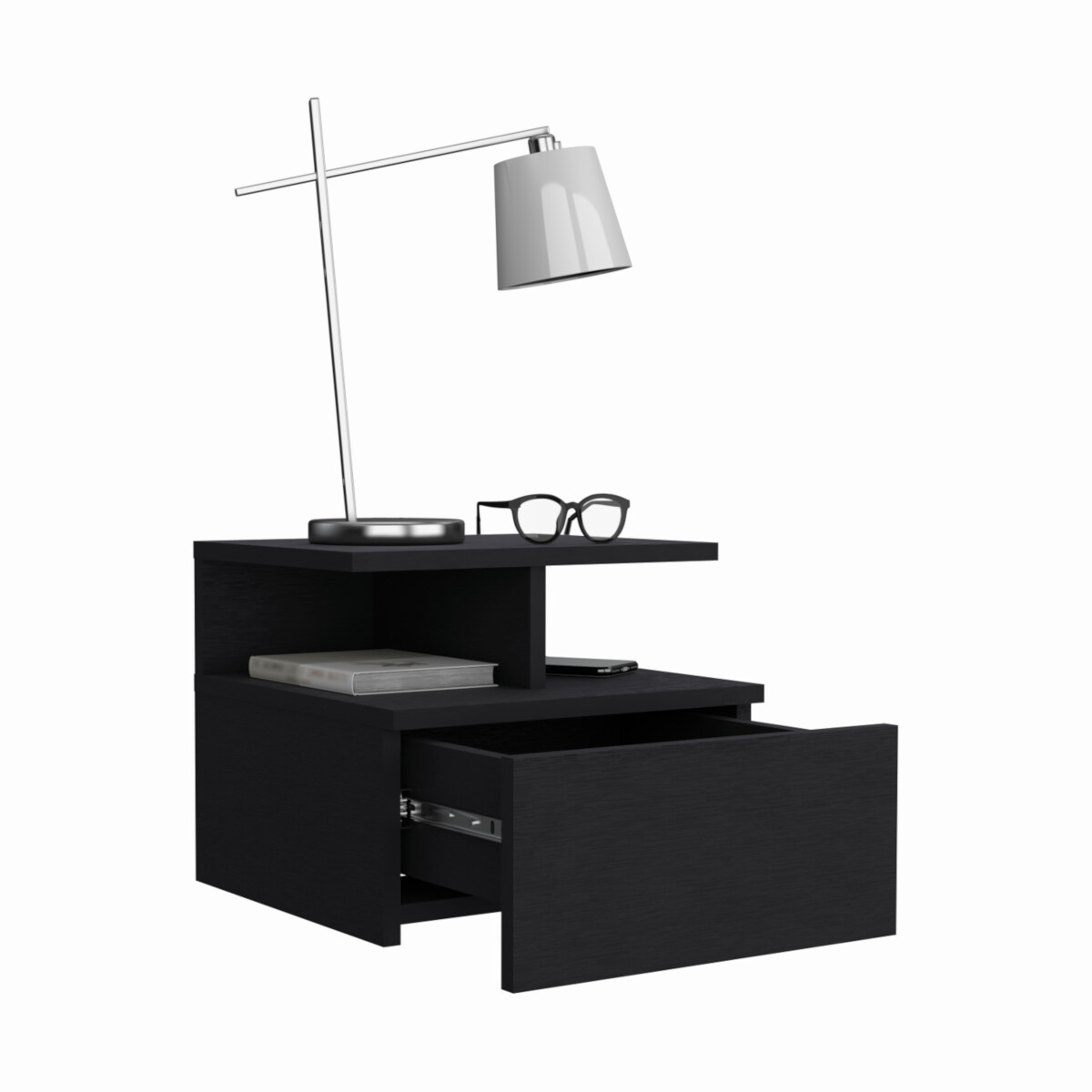 BURO ARMABLE FLOTANTE IDEAL PARA LA RECAMARA CON UN CAJON Y UN ENTREPAÑO COLOR CHOCOLATE