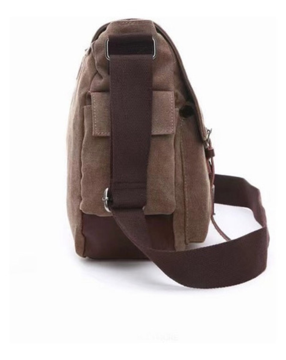 Bandolera Hombre Bolsa De Mensajero De Lona Militar Negro.