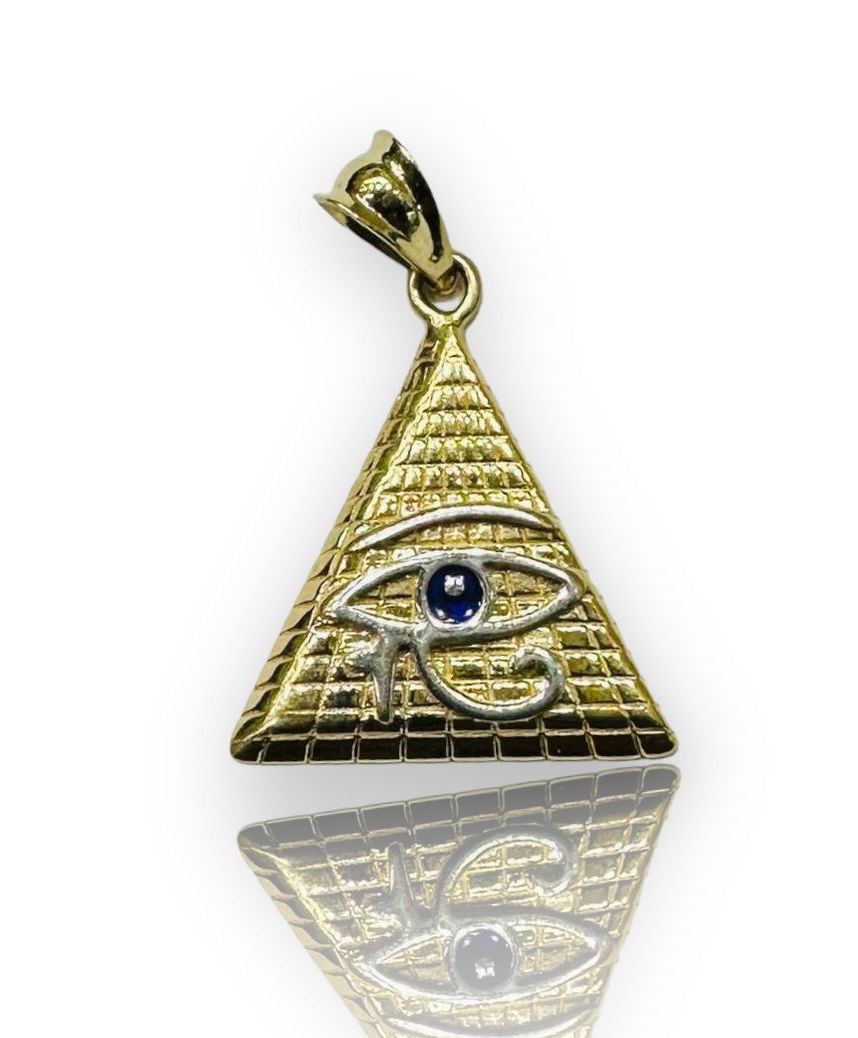 Dije Triangulo Ojo Horus Oro 14 k + Obsequio.