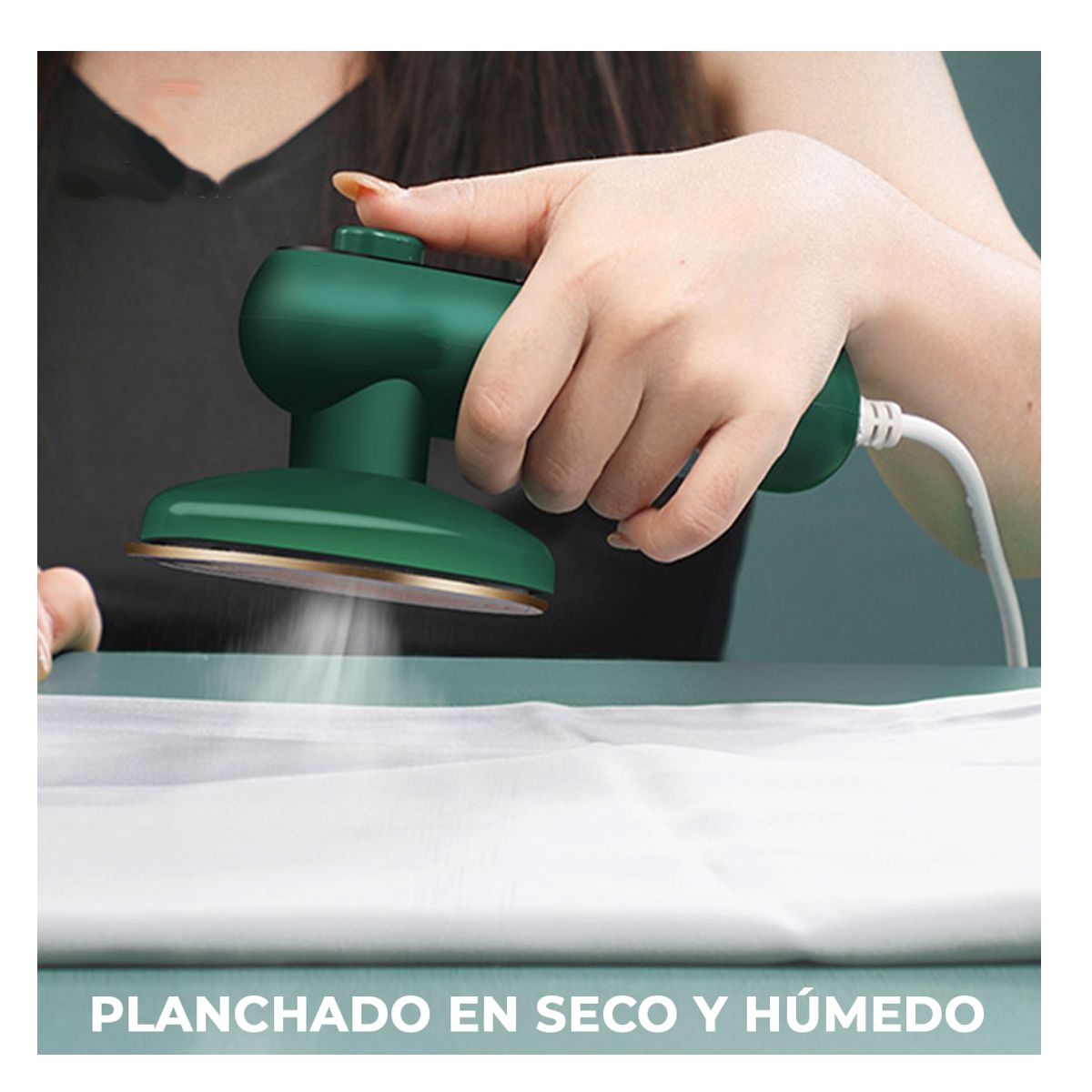 Plancha Portátil De Viaje En Seco y a Vapor Elegate Verde.