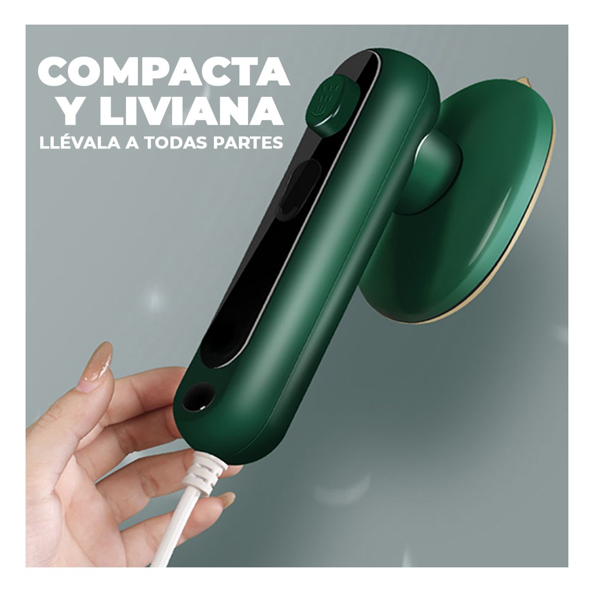 Plancha Portátil De Viaje En Seco y a Vapor Elegate Verde.