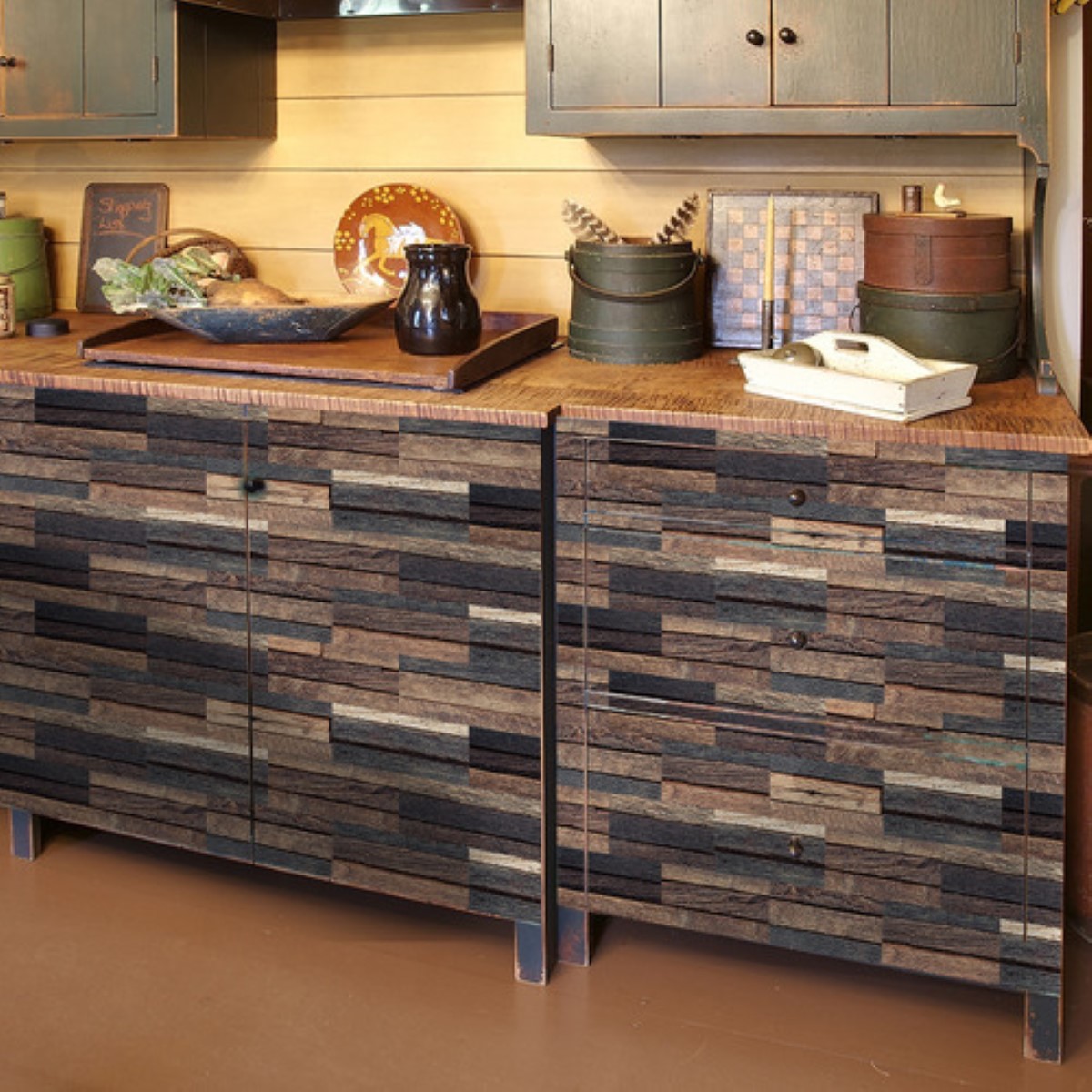 Azulejos De Cocina De Vinilo Adhesivo De Grano De Madera Marrón oscuro