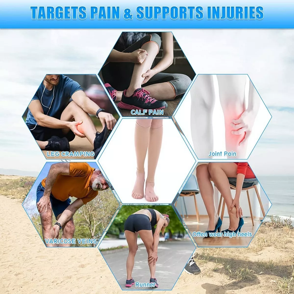 Medias De Compresión Para Varices Y Piernas Cansadas 2 Pair Piel